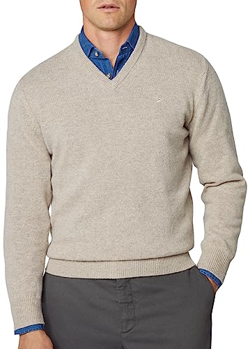 Hackett London Herren V-Ausschnitt aus Lammwolle Pullover, Grau (Aschgrau), XX-Large im Sale